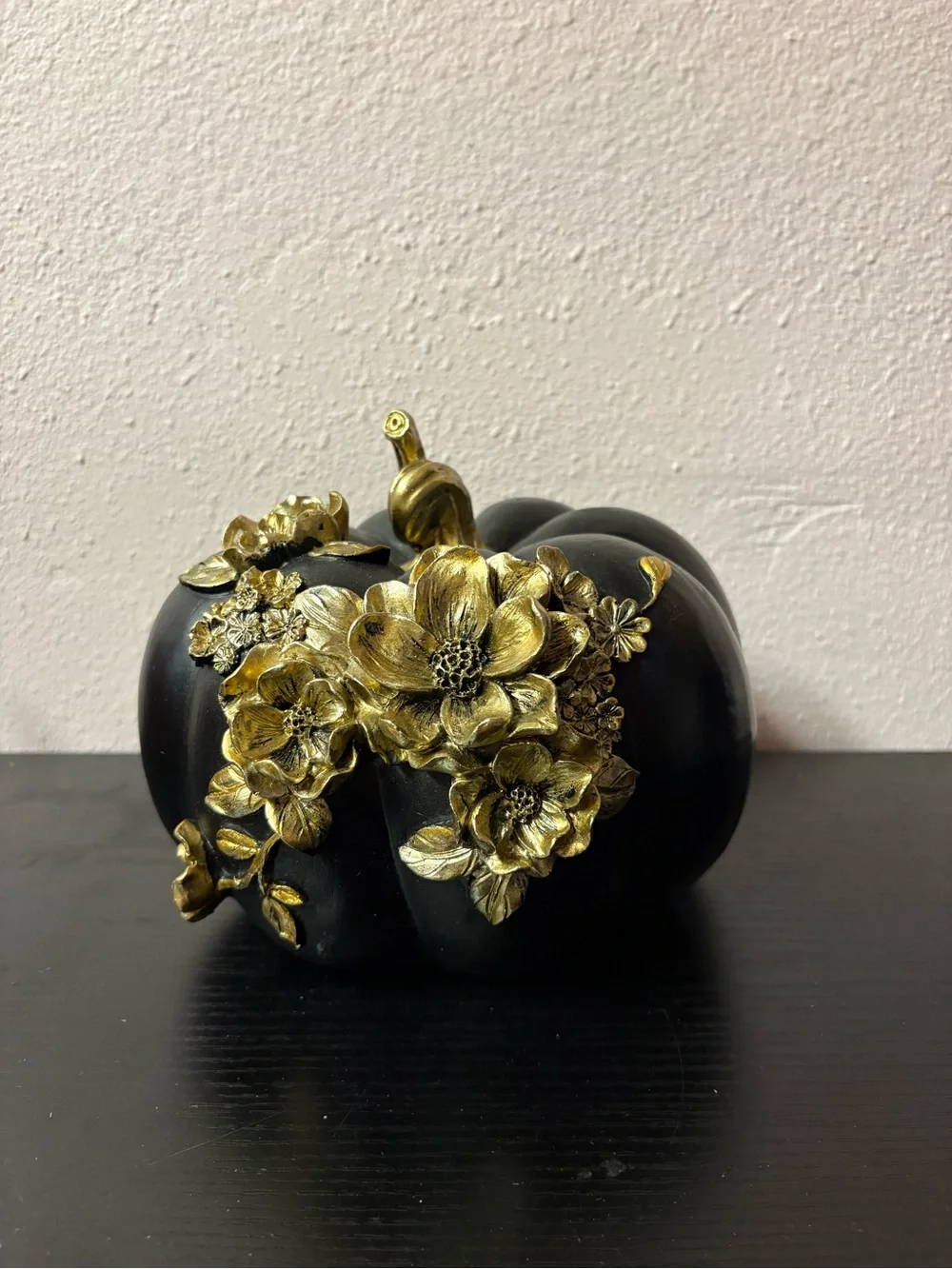 Black Gold Floral Pumpkin & EEK Halloween Decor Bundle Tabletop Set